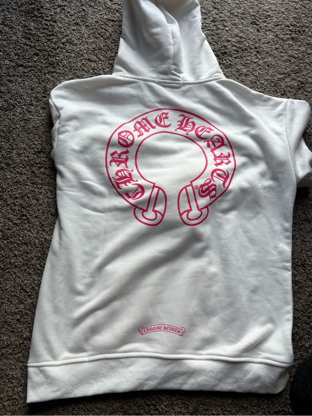 White Hoodie with Pink Sleeve Graphics -Chrome - Picture 8 of 8